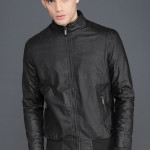 Men Black Solid Biker Jacket