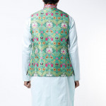 Sea Green Kurta Set With Bundi Jacket