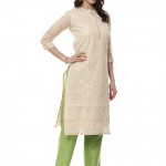 Women's Ethnic Beige Cotton Unstitched Suit Set