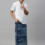 Men Blue Checked Print Cotton Dhotis