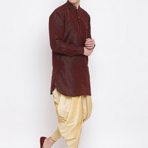 Men Gold-Coloured Solid Dhoti Pant