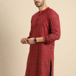 Men Red & Green Printed Kurta