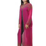 Dark Pink Embellished Long Shrug