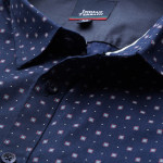 Men Navy Blue Cotton Slim Fit Printed Casual Shirt