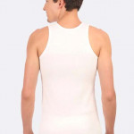 Men Off White Solid Cotton Thermal Top