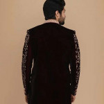 Maroon Embroidered Groom Sherwani