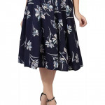 Women Floral Print Regular Blue Skirt