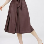 Women Solid Flared Brown Skirt